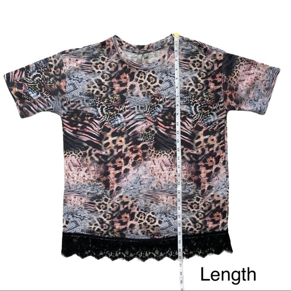 ASOS Y2K 90’s Funky Wild Lace Animal Print Leopard Zebra T-Shirt size 4 - Picture 13 of 15